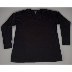 Eileen Fisher Women’s Black Jersey A-Line V-Neck Long Sleeve Tunic Top‎ Small